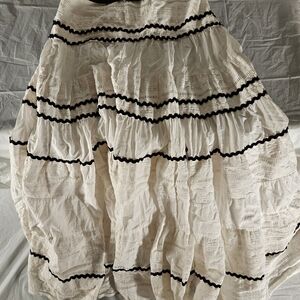 Maje Cream Bubble Maxi Skirt with Ruffled Tiers